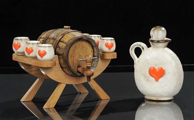 Piccola Botte con Bicchierini da Liquore, XX Secolo