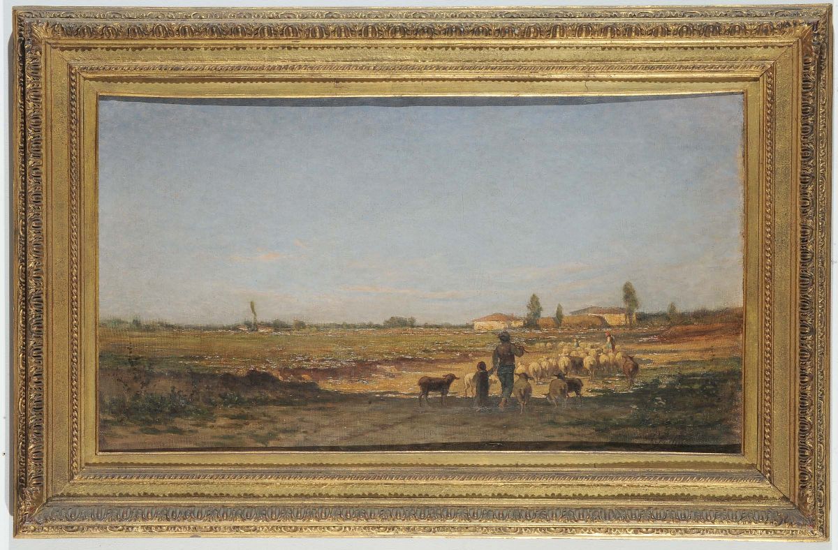 Carlo Follini (1848-1938)paesaggio con Pastori