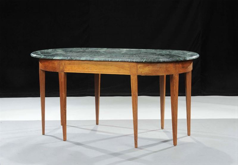 Tavolo ovale in stile Direttorio con filettature  - Auction Time Auction 3-2014 - Cambi Casa d'Aste