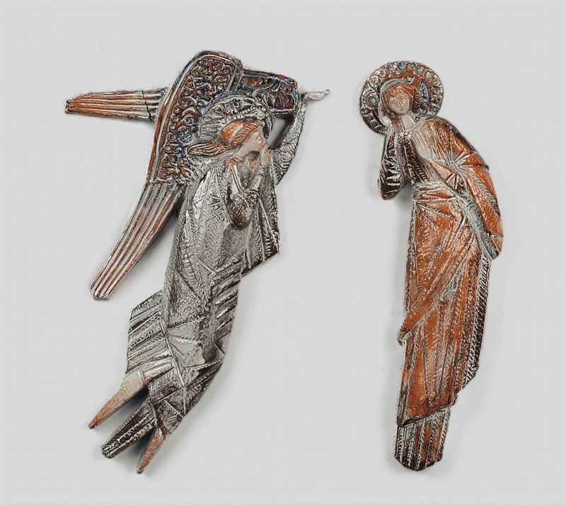 Angelo Biancini, Annunciazione. A pair of terracotta high-reliefs depicting Angel and Madonna Annunciazione  - Auction 20th Century Decorative Arts - I - Cambi Casa d'Aste