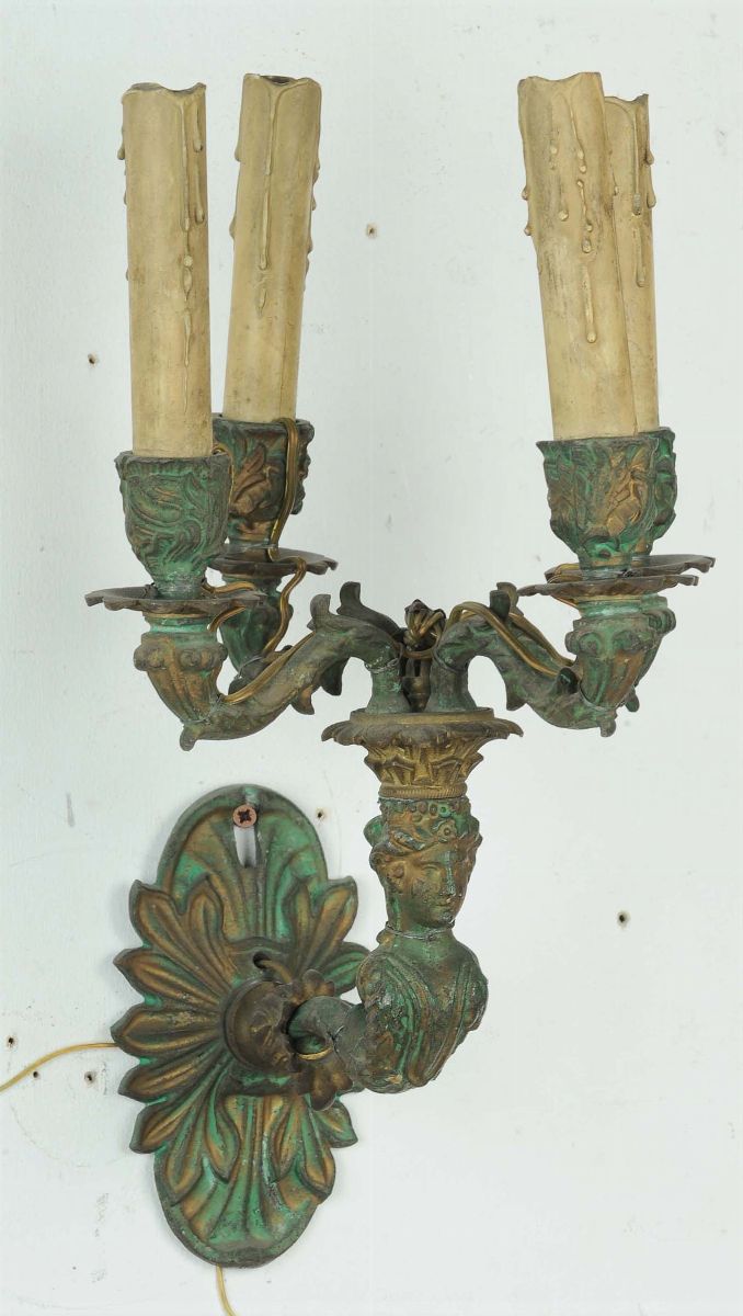 Coppia di Appliques in Stile a Quattro Luci, XIX Secolo
