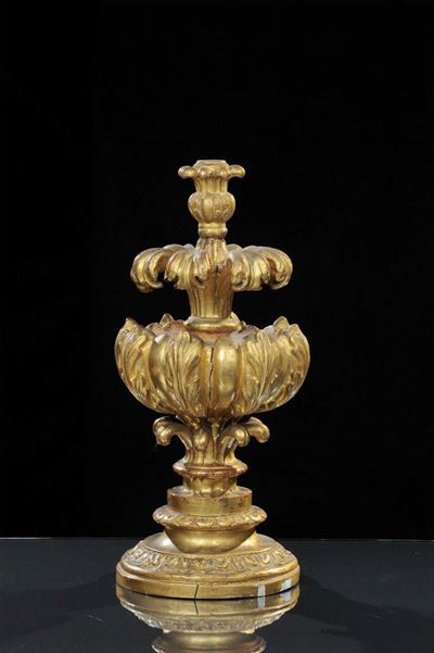 Lesena in Legno Intagliato, Laccato e Dorato, Italia Settentrionale XVIII Secolo