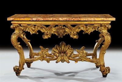 Grande Console in Legno Intagliato e Dorato, Roma XIX Secolo