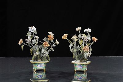 Coppia di Vasetti in Metallo Cloisonn, Cina XX Secolo