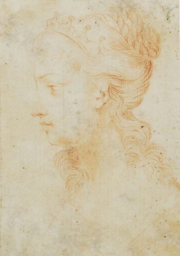 Scuola Italiana del XVII secolo Figura femminile con tiara