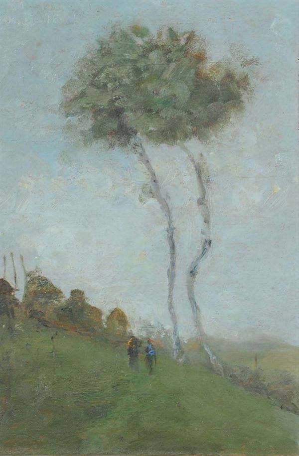 Giuseppe Casciaro (1861-1941), attribuito a Paesaggio con figure