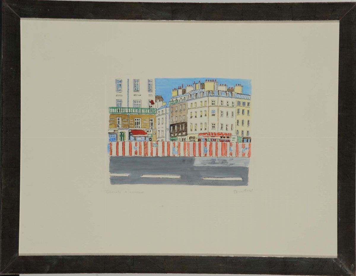 Orfeo Tamburi (1910-1994)coppia di Vedute Urbane