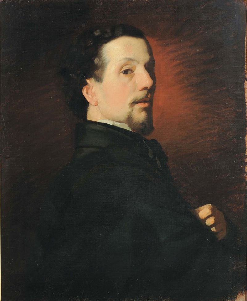 Michele Gordigiani (1830-1909) Ritratto del pittore Lanfredini  - Asta Dipinti del XIX e XX secolo - Cambi Casa d'Aste
