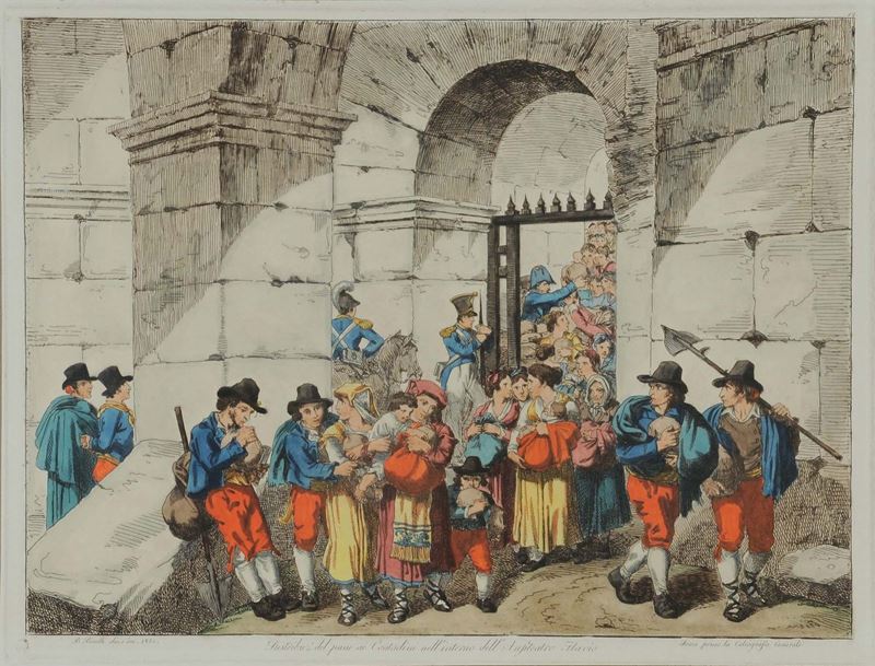 Bartolomeo Pinelli (1781-1835) Scena di genere con contadini  - Auction OnLine Auction 03-2012 - Cambi Casa d'Aste