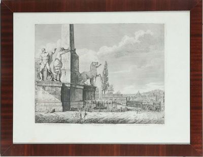 Luigi Rossini (1790-1857)veduta di Monte Cavallo al Quirinale