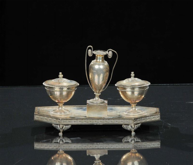 Calamaio in argento, Lombardo Veneto primo quarto XIX secolo  - Auction Antiques and Old Masters - Cambi Casa d'Aste