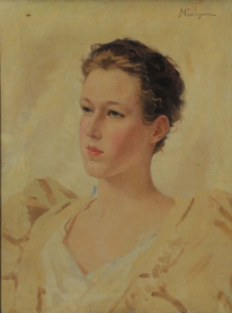 Michele Gordigiani (1830-1909) Ritratto di giovane donna  - Asta Dipinti del XIX e XX secolo - Cambi Casa d'Aste