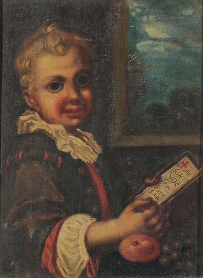 Faustina Petrosellini, Copia da Antonio Amorosi (1660-1738)ritratto di Fanciullo con Frutta