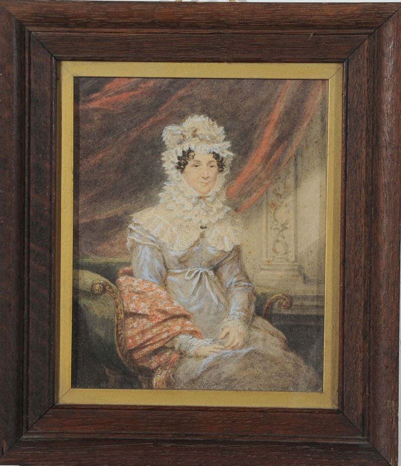 Anonimo del XIX secolo Ritratto di signora con cuffia  - Asta Asta OnLine 07-2012 - Cambi Casa d'Aste