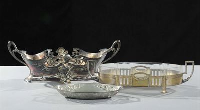 Lotto Composto da Due Giardiniere di Cui Una, Senza Vetro, Wmf ed un Vassoietto Ovale Wmf. 1900 C...