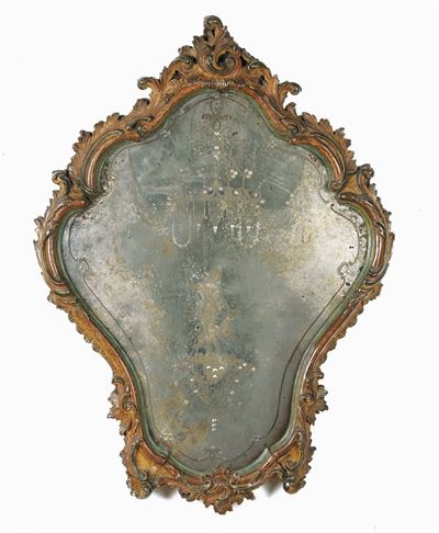 Specchiera Luigi XV in Legno Intagliato e Laccato, Venezia Fine XVIII Secolo