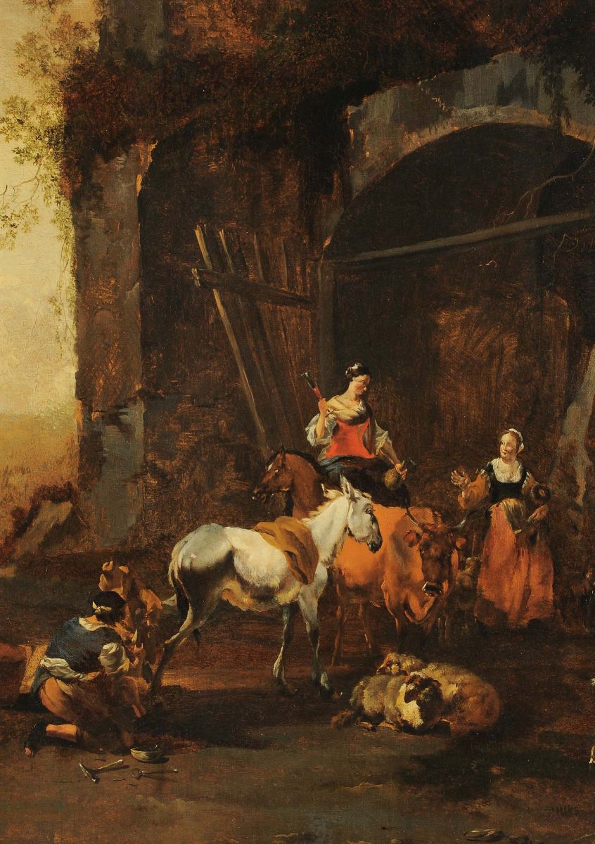 Jan Both (utrecht 1615-1652)personaggi con Rovine ed Armenti