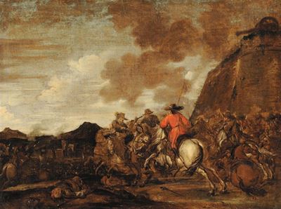 Scuola del XVIII Secolobattaglia con Cavalieri