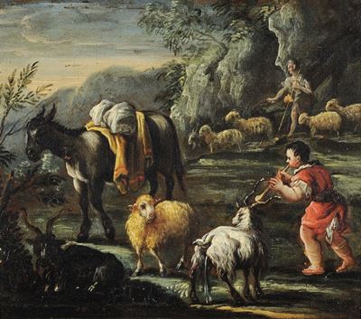 Scuola del XVIII Secoloscena Pastorale