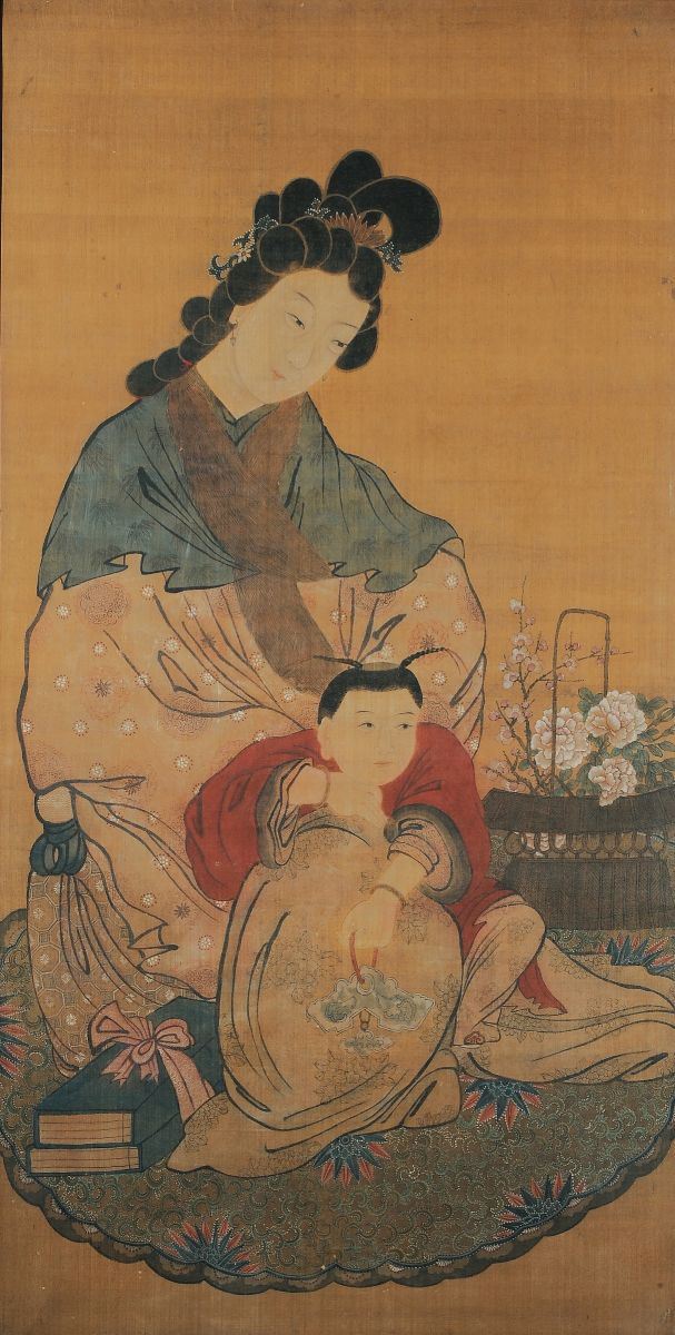 Scuola Cinese del XIX secolo Ritratto femminile  - Asta Arte Orientale - Cambi Casa d'Aste