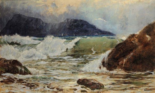 Pavel Alexandrovich Svedomskij (1849-1904) Veduta costiera italiana - Mare