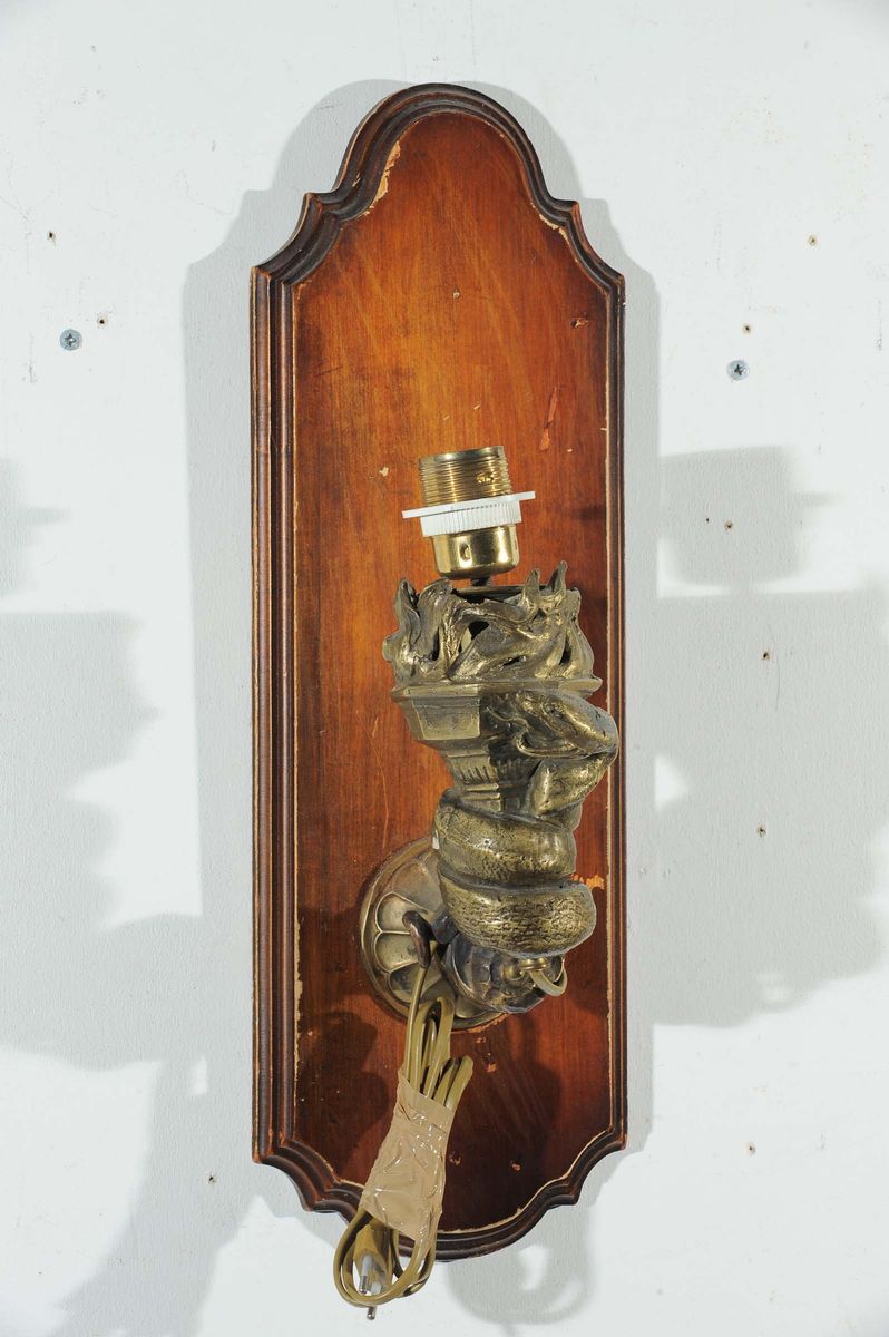 Coppia Appliques in Bronzo a Foggia di Serpente