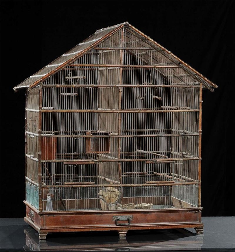 Grande gabbia da uccelli in mabu e ottone  - Auction OnLine Auction 7-2013 - Cambi Casa d'Aste