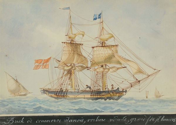 Scuola Francese del XIX secolo Velieri in navigazione