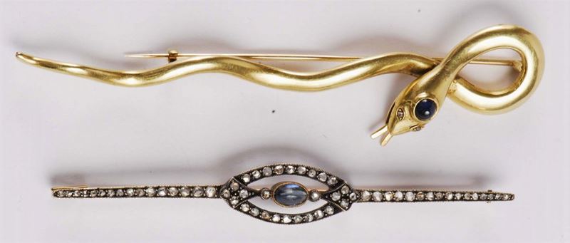 Lotto di due spille  - Auction Silvers, Ancient and Comtemporary Jewels - Cambi Casa d'Aste