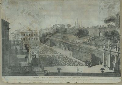 Stampa Raffigurante i Giardini di Palazzo Colonna, XVIII Secolo