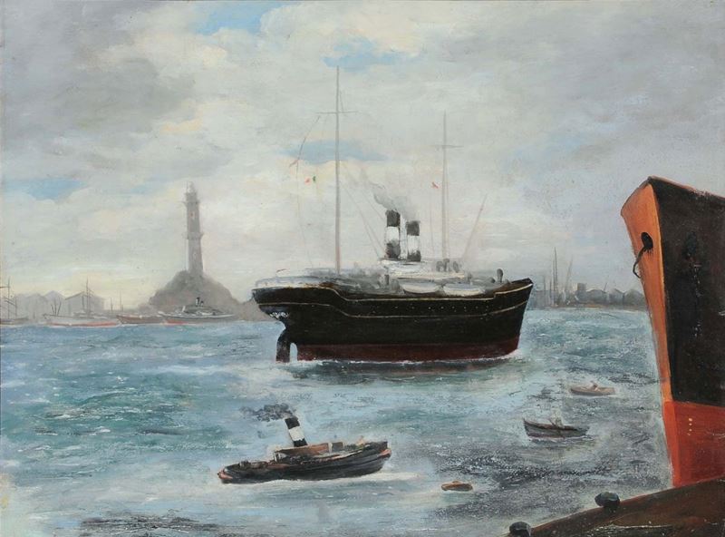 Anonimo del XX secolo Porto di Genova  - Auction Antiquariato e Dipinti Antichi - Cambi Casa d'Aste