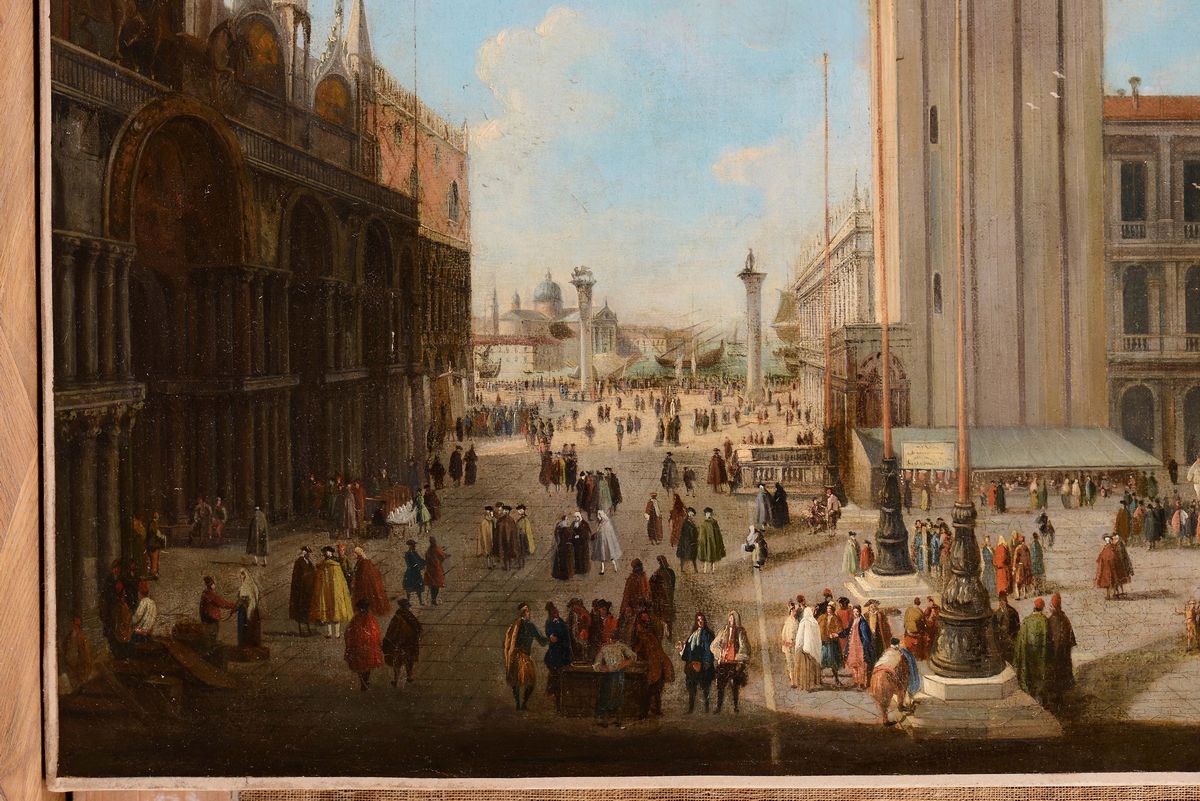 Luca Carlevaris (1665-1731), Attribuito Apiazza San Marco e la Piazzetta dalla Torre Dell'orologi...