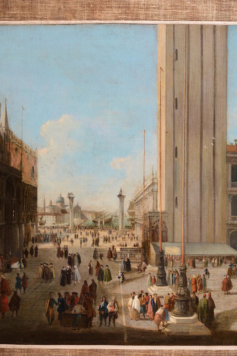 Luca Carlevaris (1665-1731), Attribuito Apiazza San Marco e la Piazzetta dalla Torre Dell'orologi...