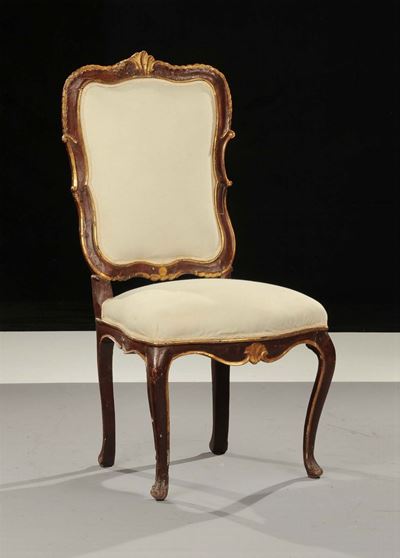 Sedia Luigi XV in Legno Laccato, XIX Secolo