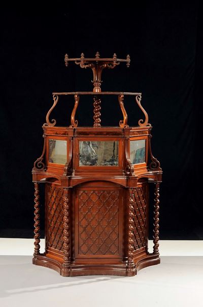 Credenza Carlo X in Mogano e Piuma di Mogano, XIX Secolo