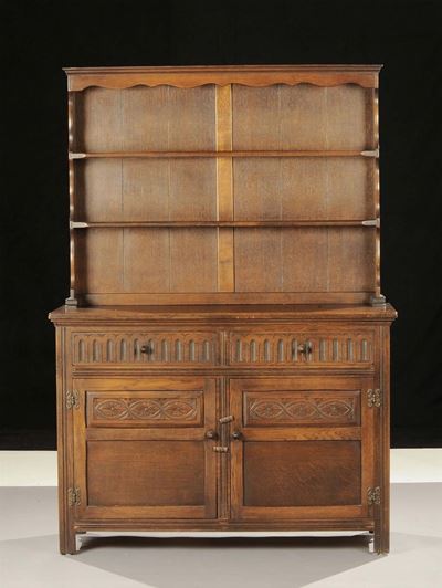 Credenza in Rovere con Alzata, Inizio XX Secolo