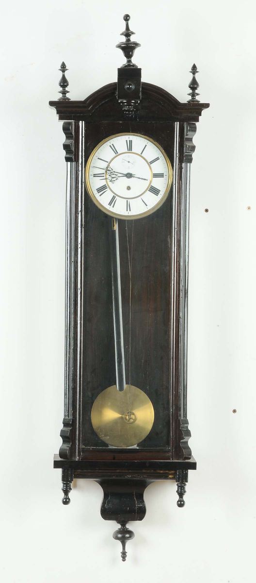 Orologio regolatore da parete in legno scurito  - Asta Antiquariato e Dipinti Antichi - Cambi Casa d'Aste