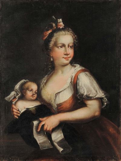 Scuola Veneta del XVIII Secolonobildonna con Bambino