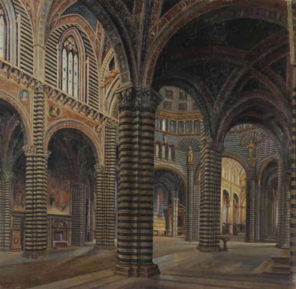 Emilio Gazzei (XX secolo) Interno di cattedrale di Siena, 1940