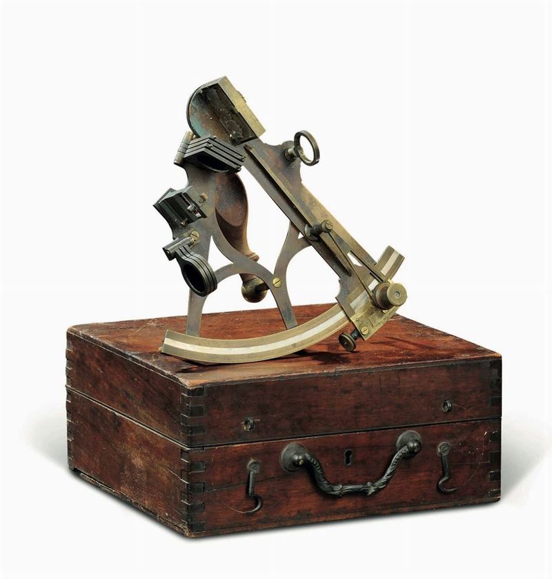 Sestante con telaio in ottone, Gran Bretagna inizio XX secolo  - Auction Marittime Art and Scientific Instruments - Cambi Casa d'Aste