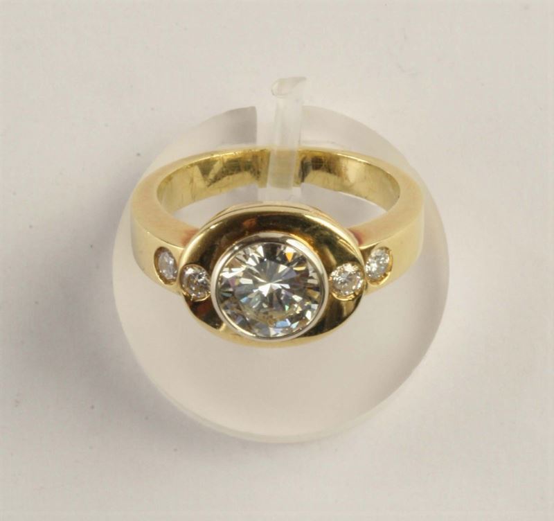 Anello con diamante taglio brillante  - Auction Silvers, Ancient and Contemporary Jewels - Cambi Casa d'Aste