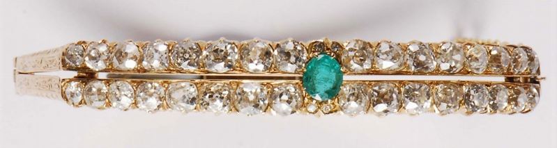 Braccialetto rigido con smeraldo e diamanti  - Asta Orologi e Gioielli Antichi e Contemporanei - Cambi Casa d'Aste