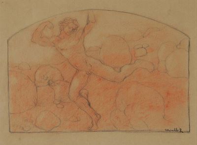 Rubaldo Merello (1872-1922), Attribuito Afigura Maschile Uomini in Piscina