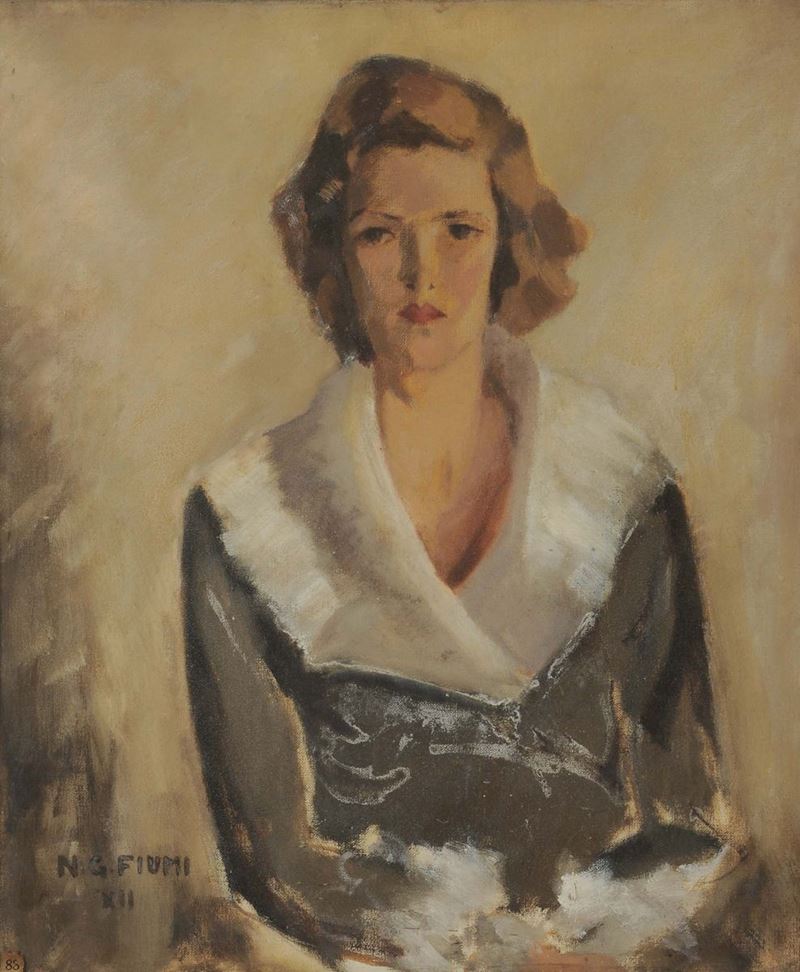 Napoleone G. Fiumi (1898-1948) Ritratto femminile, 1935  - Asta Antiquariato e Dipinti Antichi - Cambi Casa d'Aste