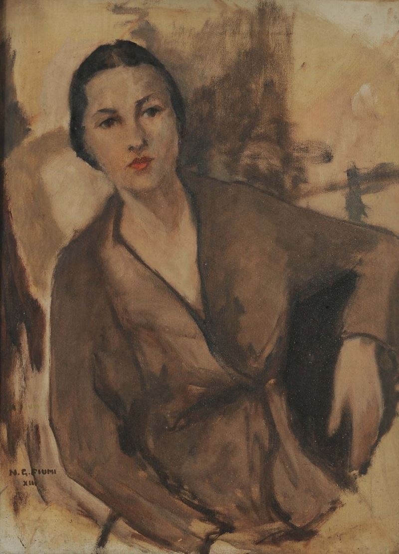Napoleone G. Fiumi (1898-1948) Ritratto femminile  - Asta Antiquariato e Dipinti Antichi - Cambi Casa d'Aste