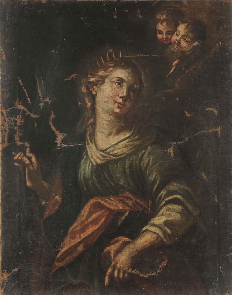Scuola Italiana del XVIII secolo Santa Cecilia  - Asta Antiquariato e Dipinti Antichi - Cambi Casa d'Aste