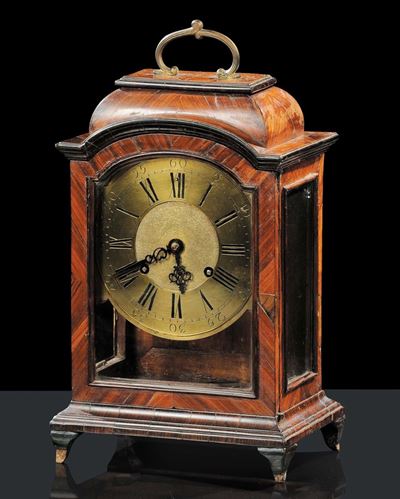 Orologio a Pendolo con Cassa Lastronata in Radica, XIX Secolo