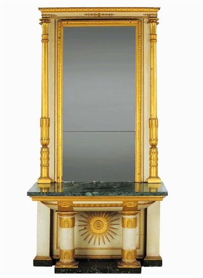 Console Carlo X Laccata Bianca e Oro, Genova Inizio XIX Secolo