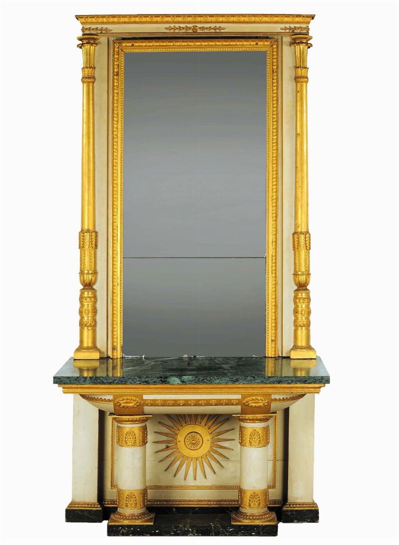 Console Carlo X laccata bianca e oro, Genova inizio XIX secolo  - Auction Antiques and Old Masters - Cambi Casa d'Aste