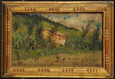 Publio De Simoni (1872-1948)paesaggio Agreste con Pollaio, 1909